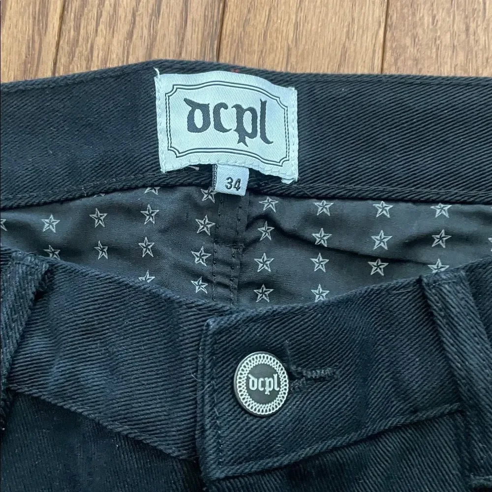DCPL Lightning Black Straight Leg Jeans Sz 34